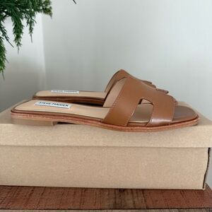 Steve Madden Brown Leather Slide Sandals